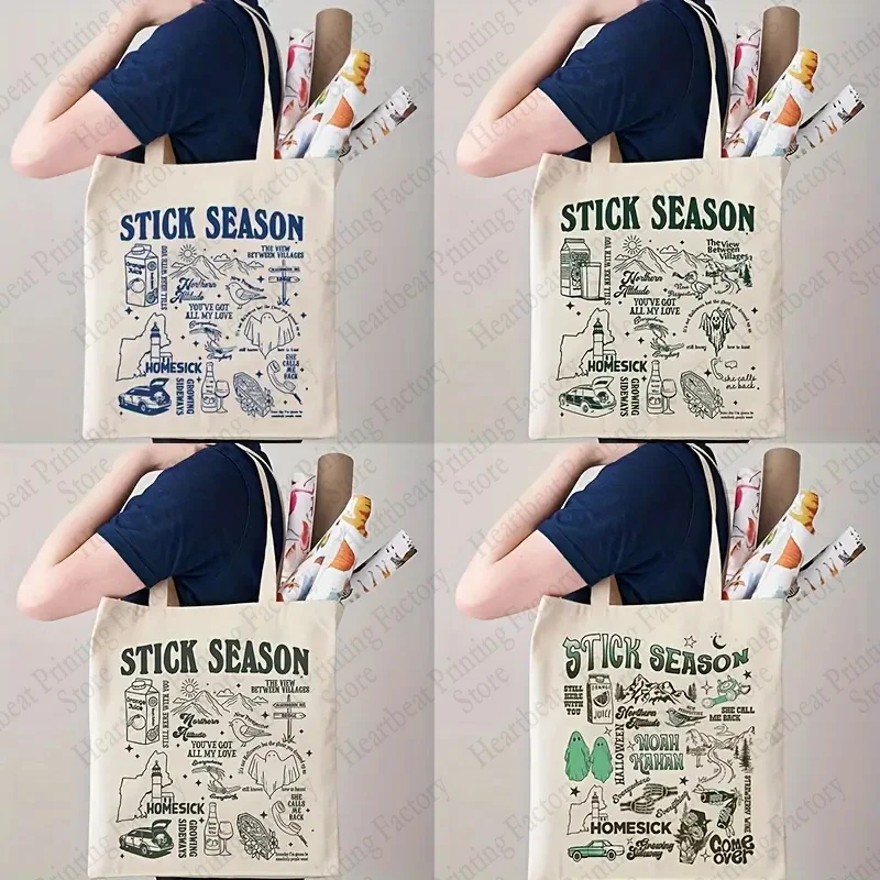 Stick Season Pattern Tour Merch Tote Bag Music Lover Darčekové tašky Dámske plátno Taška Opätovne použiteľné krížové tašky na cestovanie každodenným životom