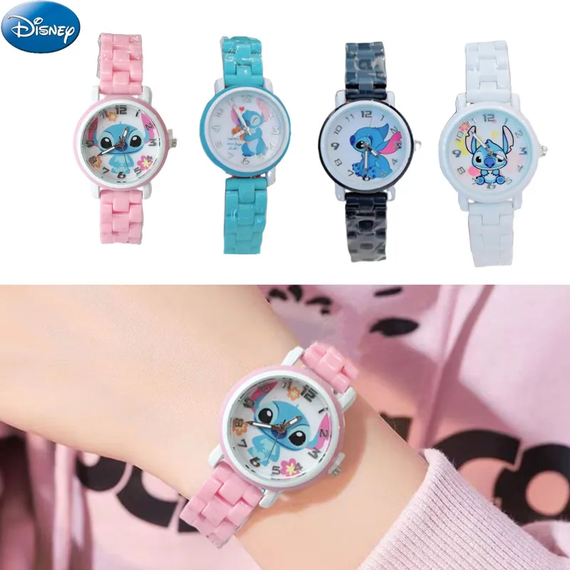 Stitch Diseny Girls Anime hodinky Stitch Cartoon Anime Chrildren's Woman Quartz Watch Clock späť do školy darček Christmars