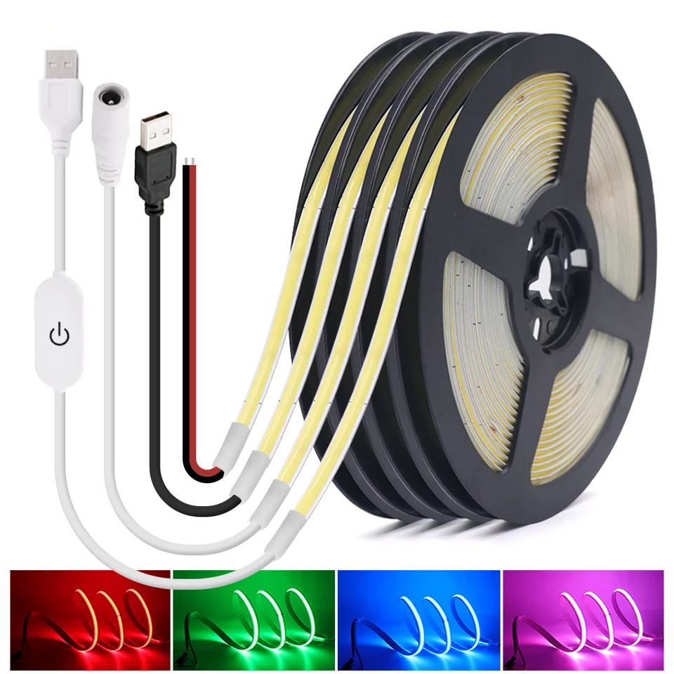 Stlmiteľná štvorcová LED pásma s dotykovým spínačom 5V USB 320LEDS/M Flexibilné lad LED LIGH LIGH LIGH LIGH LIGH LINE Hustota Lineárna osvetľovacia páska Diode
