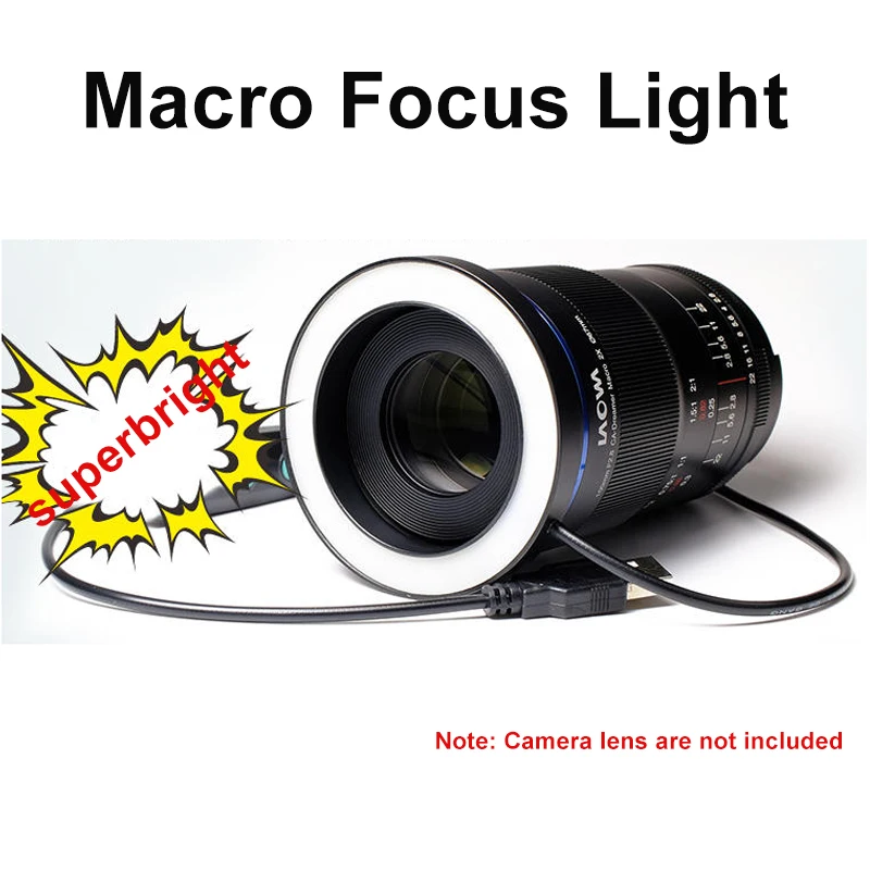 Stlmiteľné LED makro -ring Light Universal Makro Photography Nástroje pre Canon Nikon Soney Laowa Camera Objektív výplň svetla