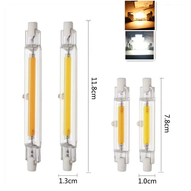 Stlmiteľné LED svetlo R7S 78 mm 118 mm Vysoko výkonné bodové svetlo AC 110V 220V sklenená trubica COB COB žiarovka Vymeňte halogénovú lampu