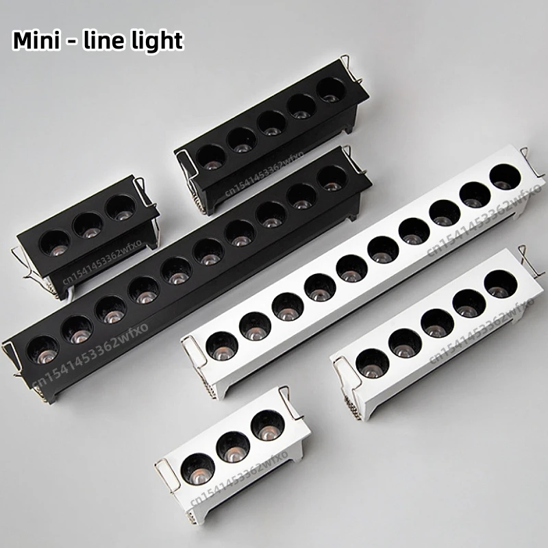 Stlmiteľné mini LED Downlight COB Line Light 110V-220V SPOT LIGHT6W12W24W GRILLE Svetlé stropné svetlo obývacia izba Interiérové ​​osvetlenie