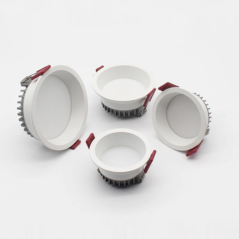 Stlmiteľné zapustené anti -osplňovacie LED Downlights 9W/12W/15W/20W LED stropné bodové svetlá AC85 ~ 265V pozadia žiaroviek Vnútorné osvetlenie