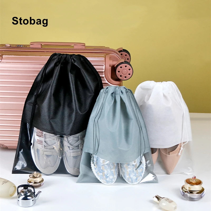 Stobag 5ks topánky Skladovacie tašky Nakonované čisté prachodolné vodotesné balenie opakovane použiteľné cestovné prenosné vrecká logo