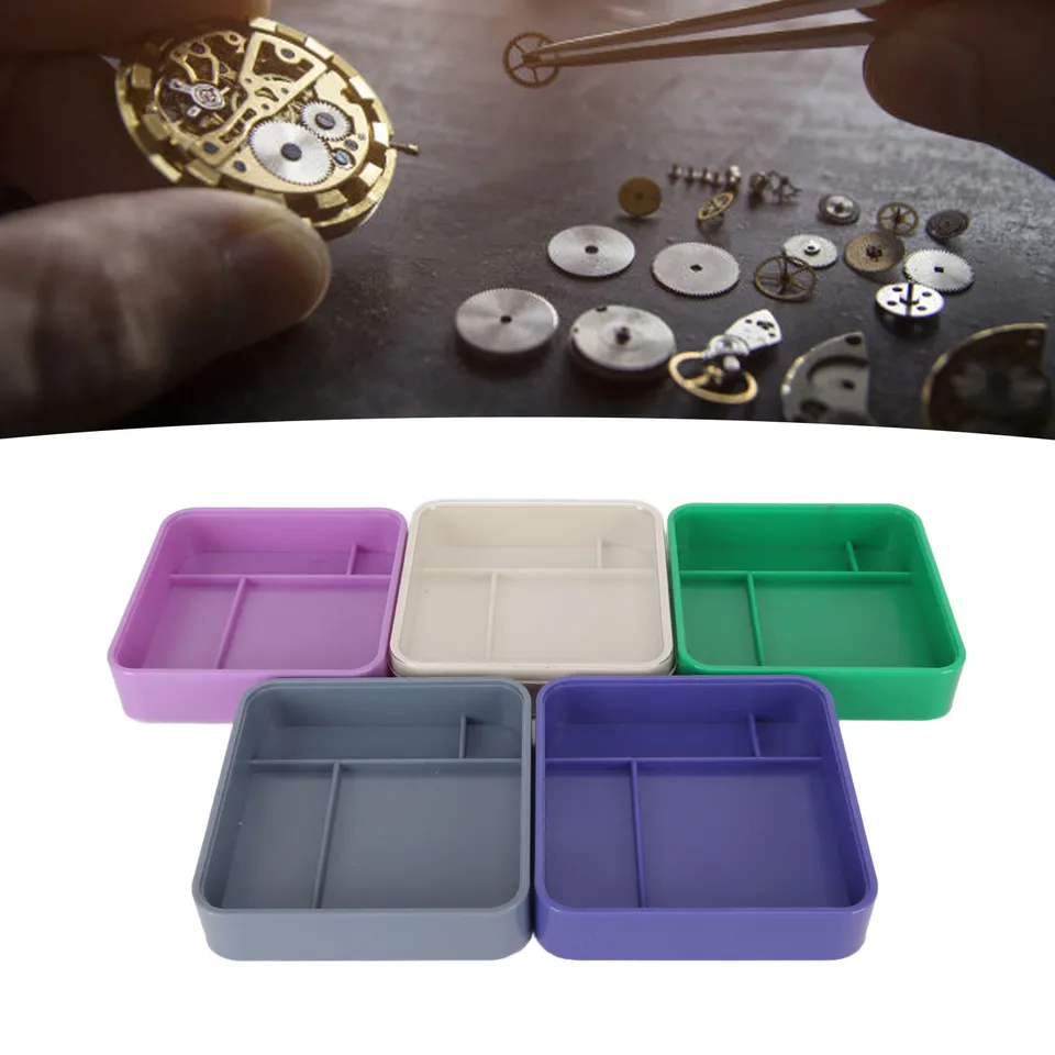 Stohovateľné hodinky na opravu nástrojov Skladovanie nástrojov 5 vrstvy 5 farieb Quadrate Watch Parts Dust Odprofter Container for Watchmaker Opravy nástroja