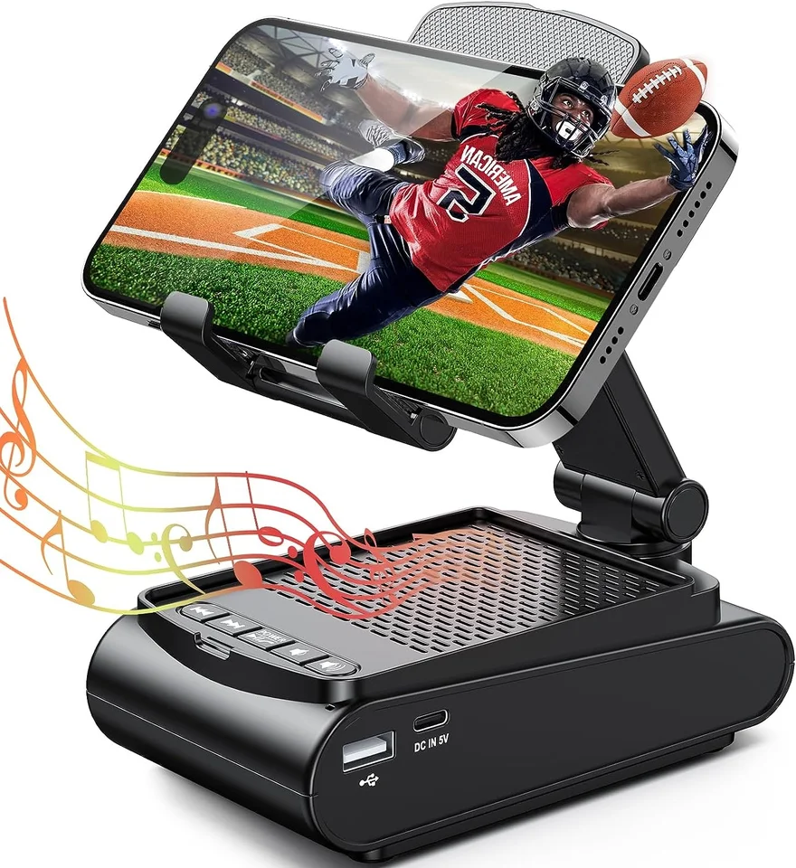 Stojan na telefón s bezdrôtovým reproduktorom Bluetooth Anti Slip HD Surround Sound Nastaviteľný prenosný tablet prenosný reproduktor