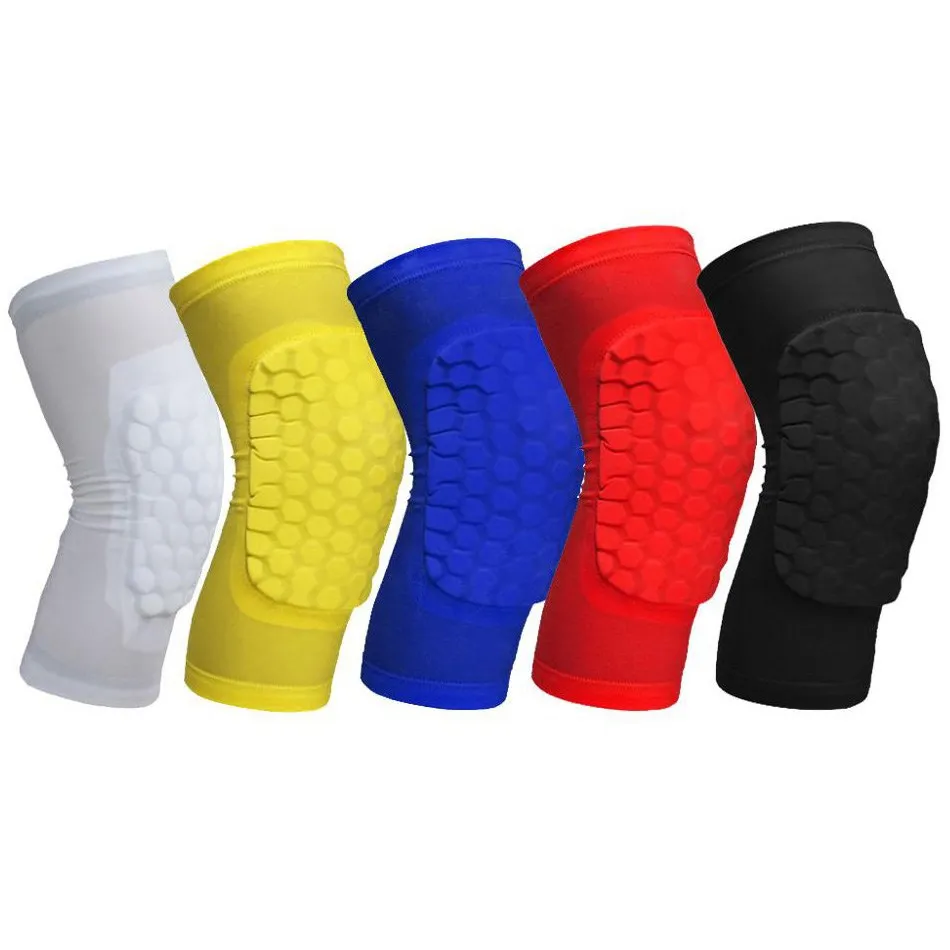Stojí za 1pc Honeycomb Basketball Knee vankúšiky Krátky dizajn Kompresné rukávy Rukávy Kneped volejbal
