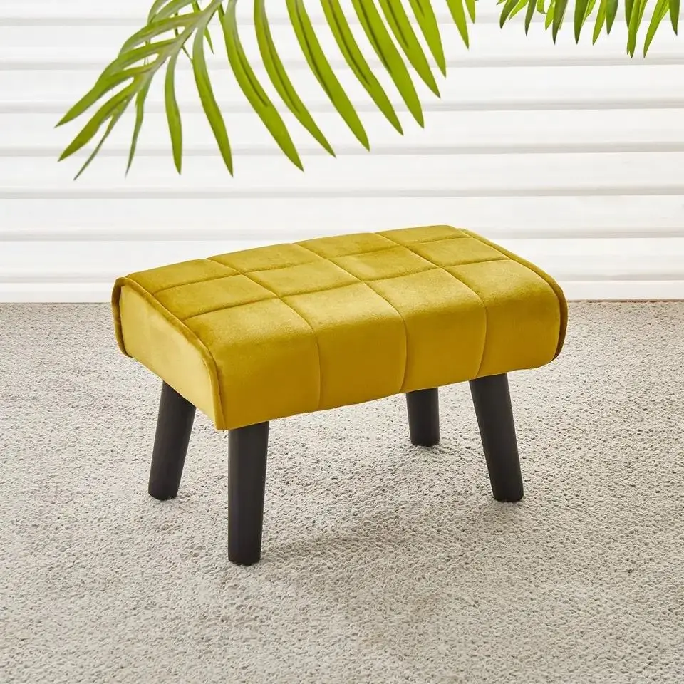 Stolička s nohami, sedadlo moderného prízvuku Step Stool Seda s masívnym drevom Velvet, malá stolička s nohami osmanská stolička