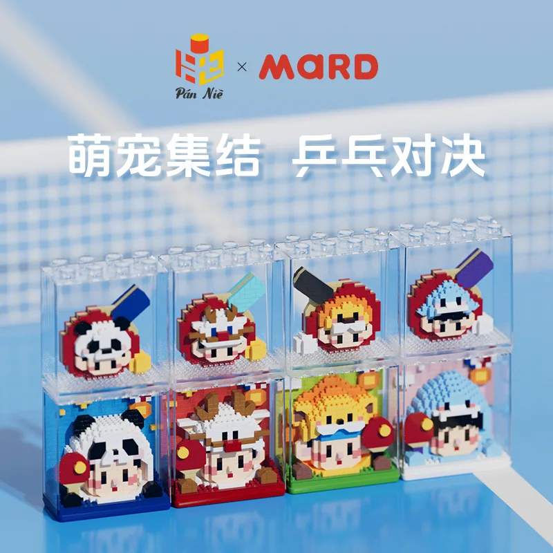 Stolný tenis mini stavebné bloky Panda Construction Set Blocks Model montáž tehly DIY Domov Ozdob