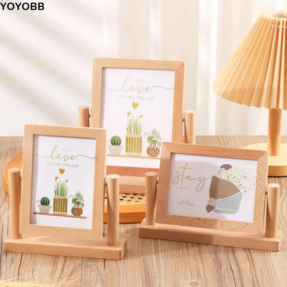 Stolová dekorácia drevená fotka rámu stojan 6/7 palca kreatívne fotoalbumy