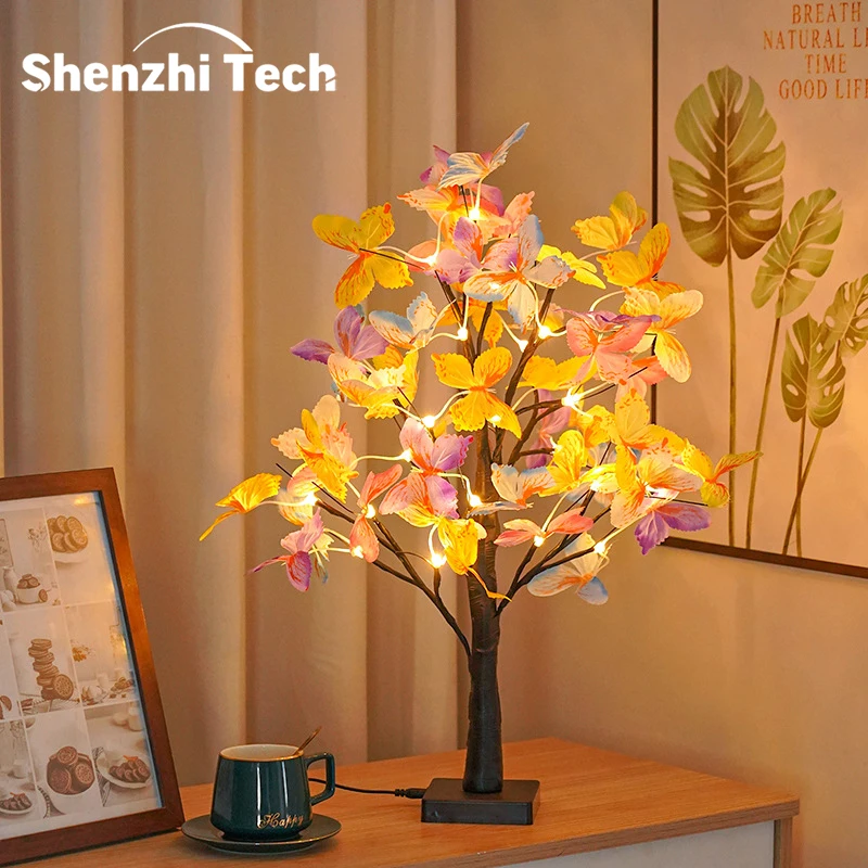 Stolové bonsai stromové svetlá, motýľová stromová lampa, DIY dekoratívne LED nočné svetlo, pre darčekové večierky darček zimný domov dekor