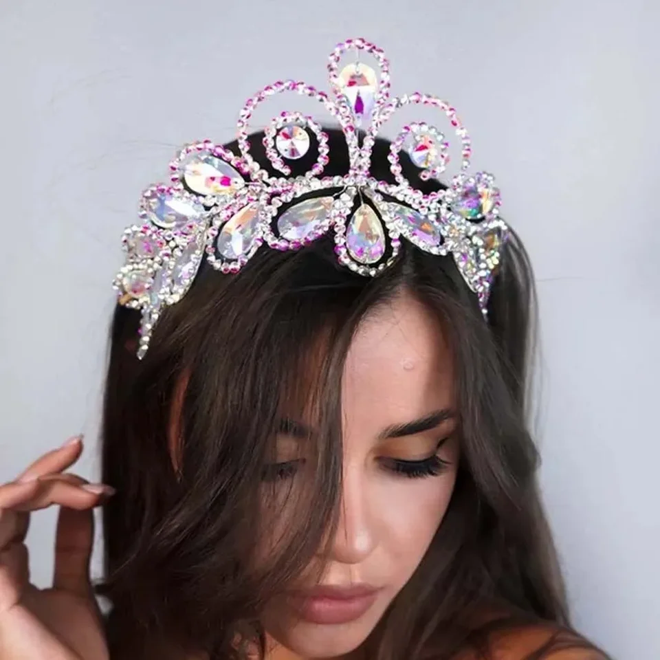 Stonefans koruna ab farebná čela hlavy Koruna Drag Queen Belly Dance Smienna Romantická princezná Hluk