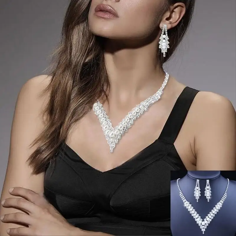 Stonefans Svadobné krištáľové svadobné šperky súpravy Bijoux Mariage Dám