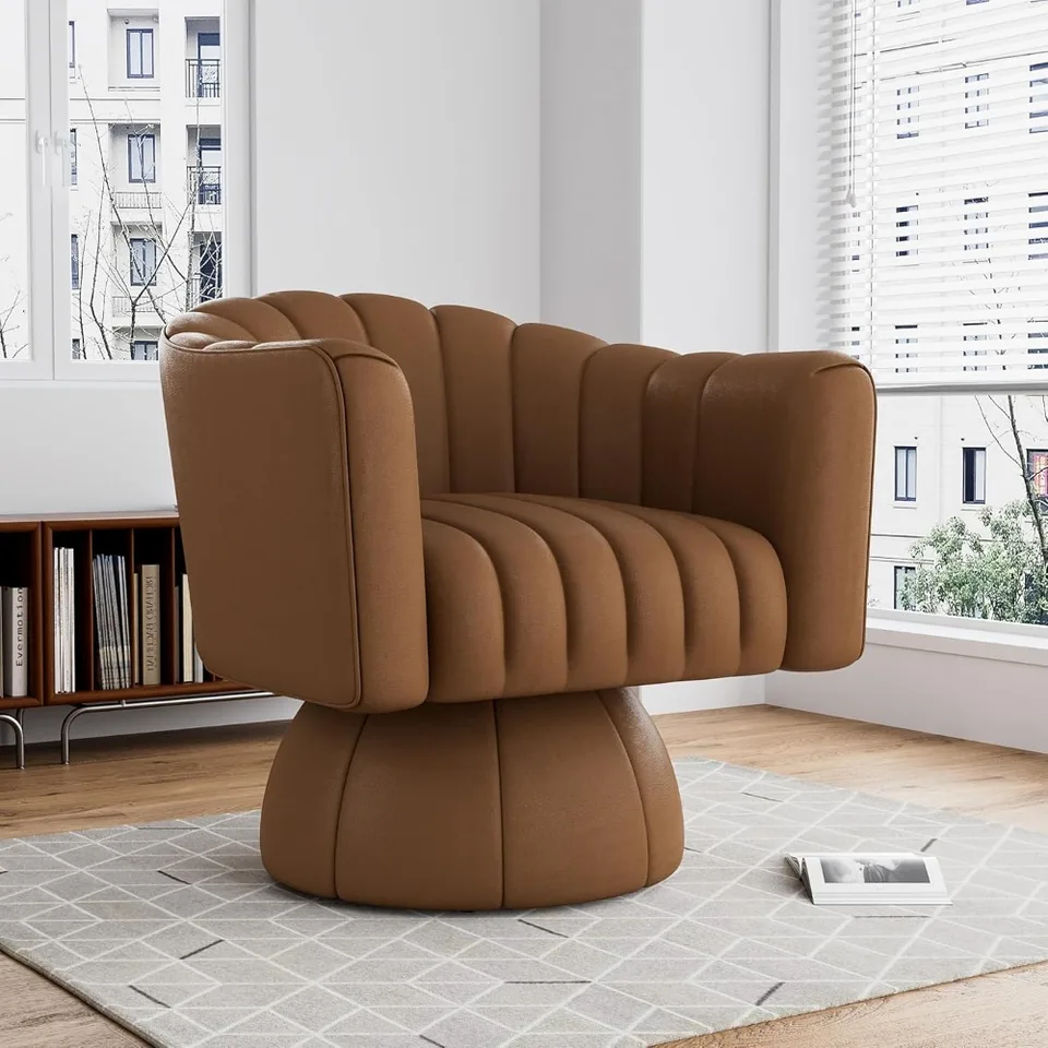 Stočná hlavná stolička, čalúnené 360 ° stoličky v polovici storočia Malé stoličky Čalúnené sedadlo, nadýchaný spálňu Comfy Club