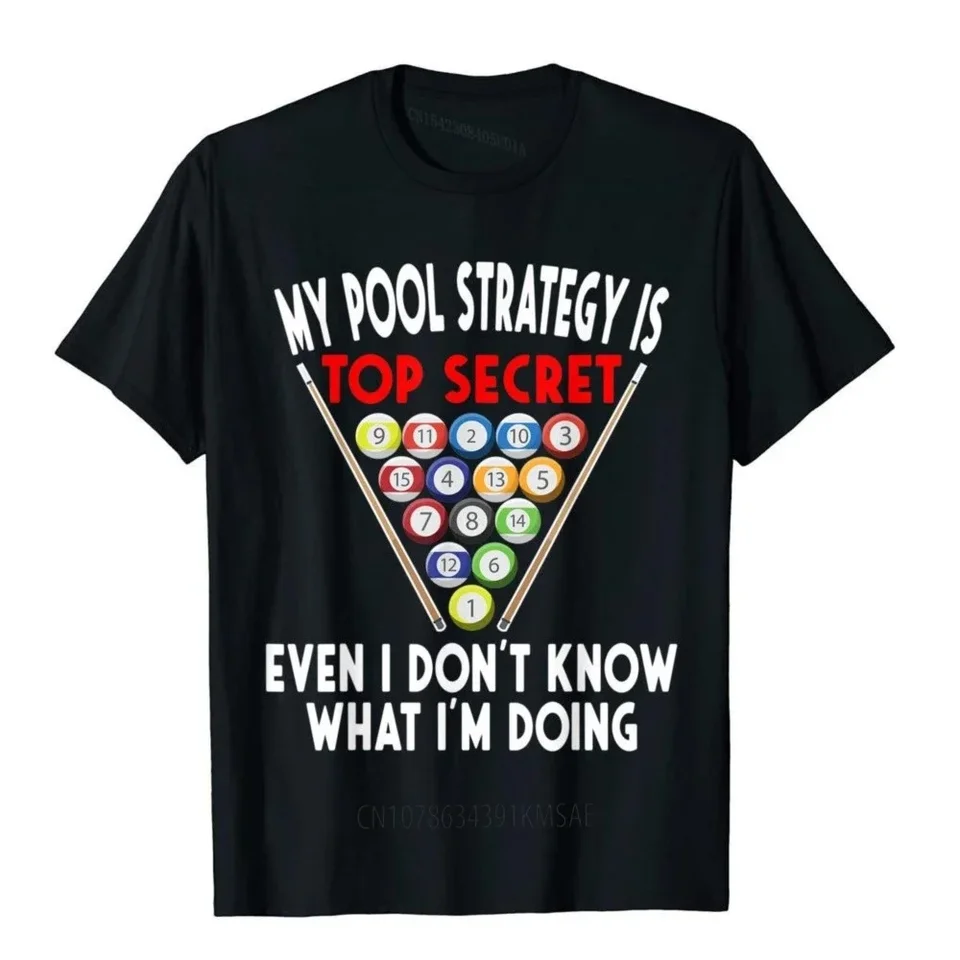 Stratégia tajného bazéna 8 loptička Funny biliard hráč Tričko Tričko Populárna tlač bavlny Men tričko vytlačené na