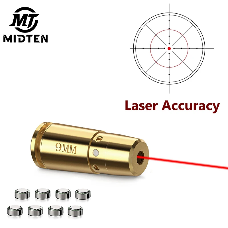 Stredný 9 mm otvor 223 5,56 mm červený laserový boresighter Copper Metal so 4 súpravami batérií pre brokovnicu pistorovej pušky