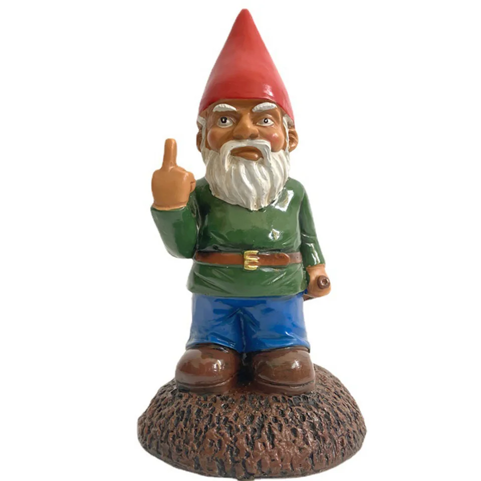 Stredný prst biely brada trpaslík ornament Gnome Ornament Ornament Resin Garden Garden Garden Dwarf
