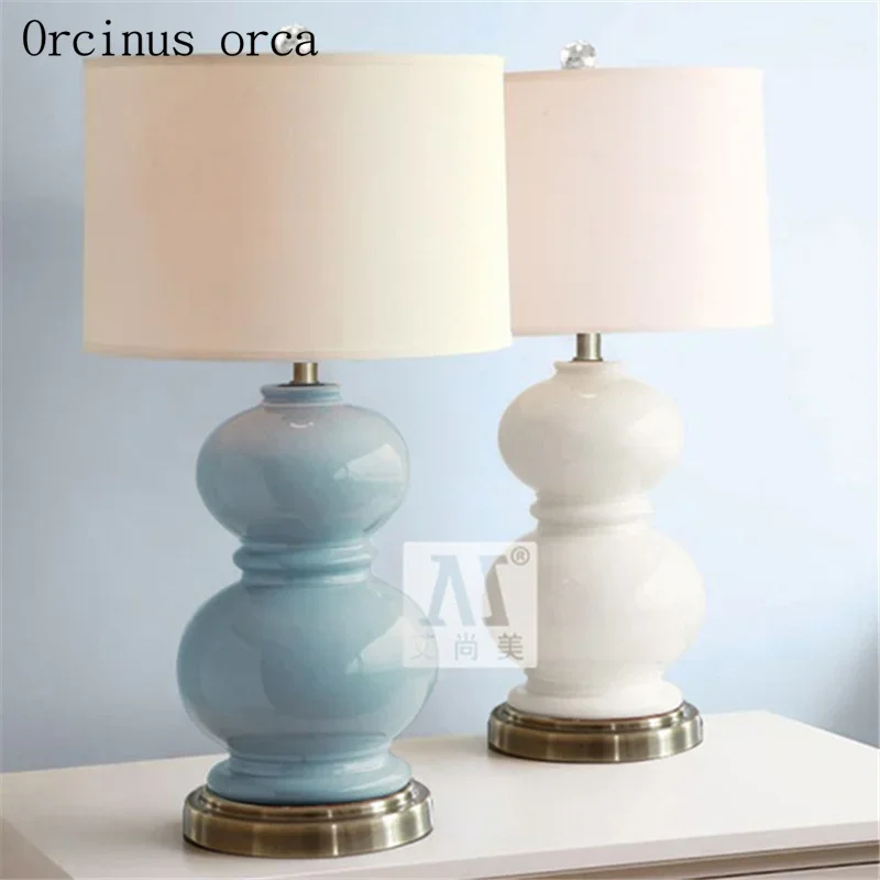Stredomorie moderné minimalistické keramické stolové lampa obývacia izba nočná lampa americký tekvica dekoratívna stolová lampa Doprava zdarma