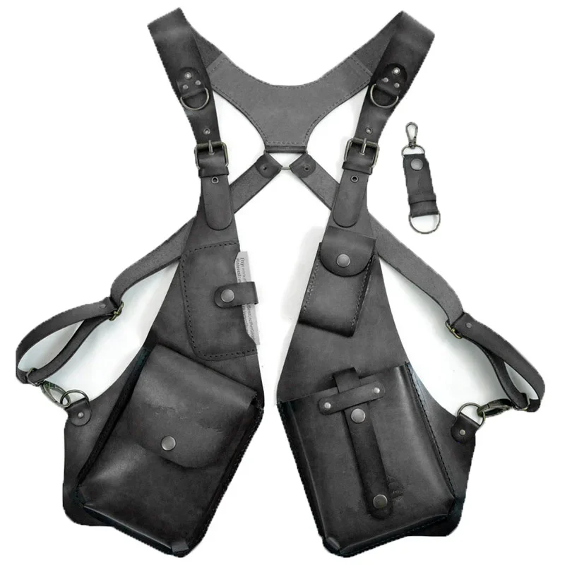 Stredoveká PU Leather Double Putter Bag pre mužov Ženy Cosplay Halloween Accessories retro peňaženka a telefónny balíček