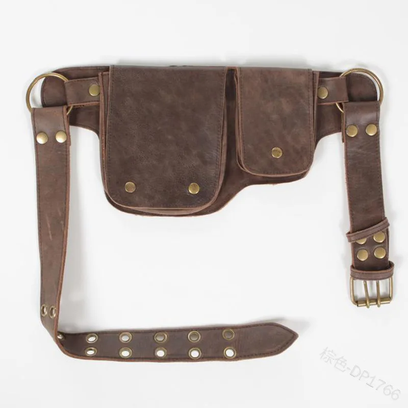 Stredoveká taška vrecka Viking kože kožená peňaženka Muži ženy Steampunk rytier pirátsky kostým starožitné príslušenstvo pre výstroj Cosplay pre dospelých