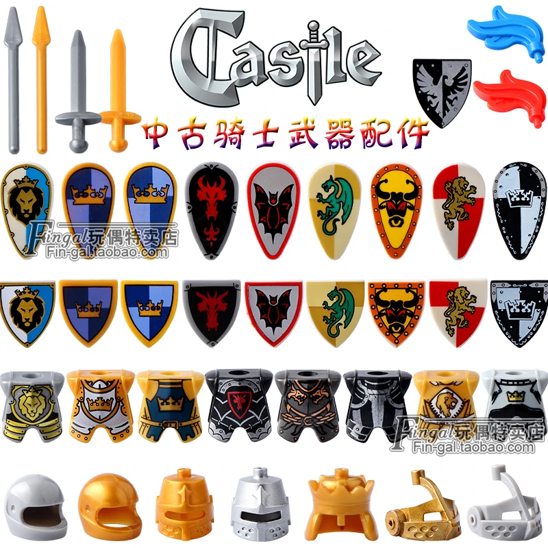 Stredoveké hrady rytieri figúrky prilby brnenie tehly Rím vojak Spartacus Warrior Cavalry Weapon Shield Crown MOC blokuje hračky