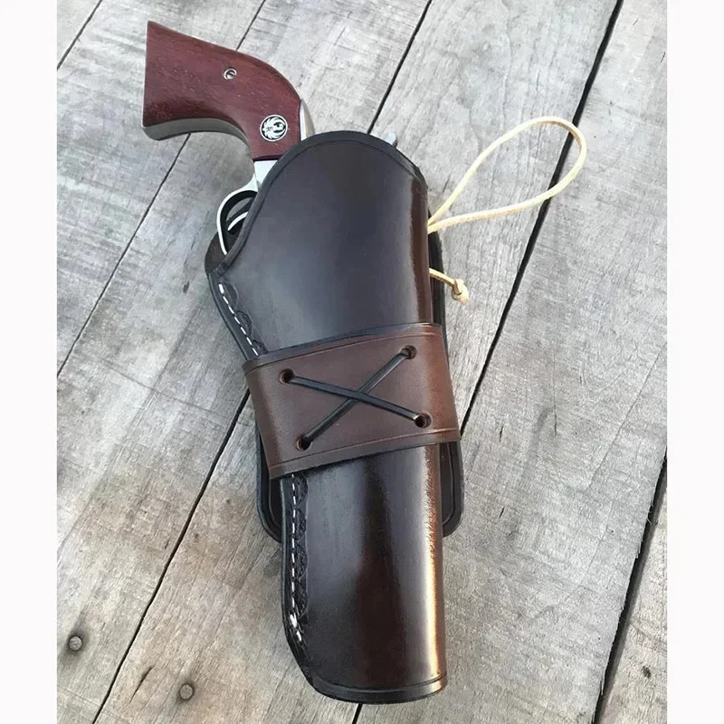 Stredoveké parné kožené kožené skryté revolverové puzdro pre 6 8 palcov hlavne Western Cowboy Pistol Pištoľ držiteľ gun