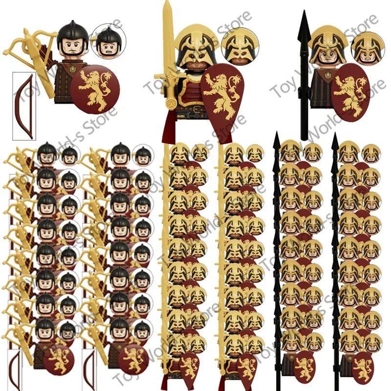 Stredoveké postavy stavebné bloky Knight Soldier Figure Build Block Blokovanie armádnych zbraní doplnky šermiarov MOC Bricks Hračky darček