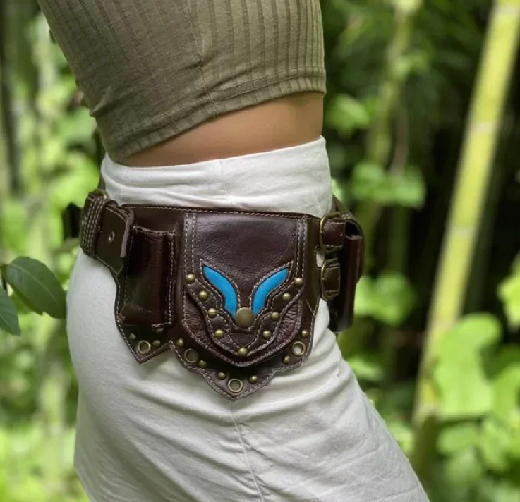 Stredoveké vrecko na vrecko Kožené opasky peňaženka peňaženka Men ženy Steampunk Viking Pirát Cosplay Renaissance Gear Pase vreciek pre dospelých