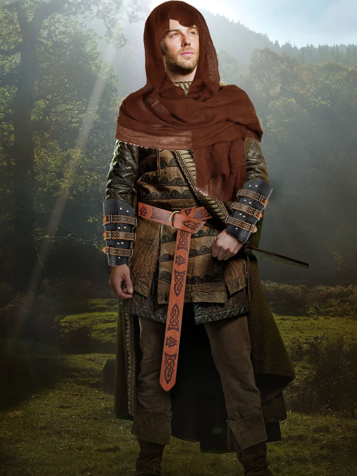 Stredoveký nitovaný pás retro vikingový bojovník štýl tlačený pásový doplnok cosplay pódium prop