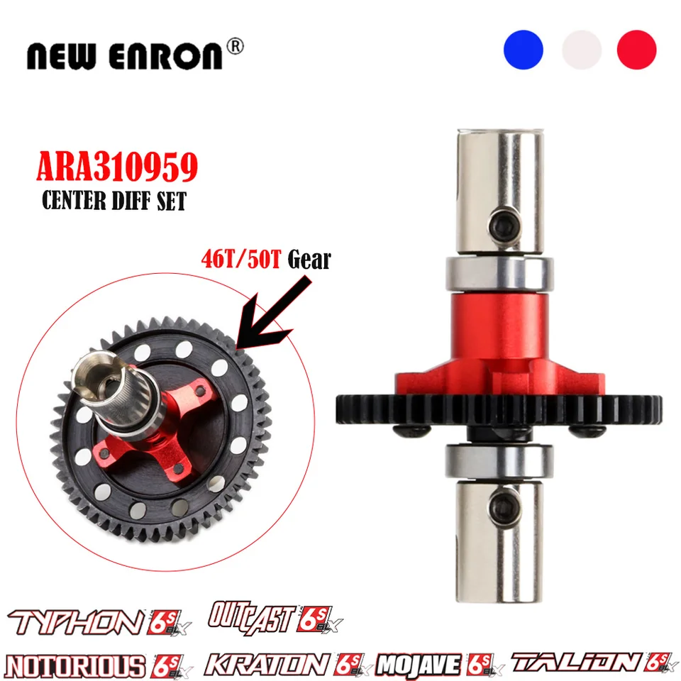 Stredový rovný hriadeľ 46T/50T čurné prevodové zariadenie zostavené ARA310959 pre RC Arrma 6s Mojave Karton Typhon vyvrhnutá talion notoricky známy