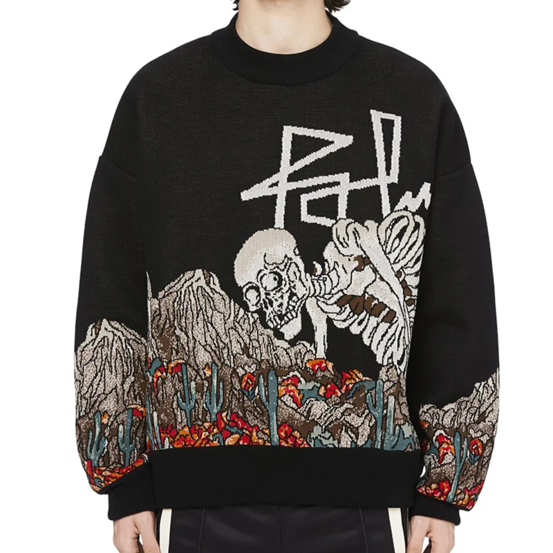 Street Y2K Round Crck Pleted Pullover Sweater Pánska módna lesk Punk s dlhým rukávom 2024 Harajuku Pánsky pletený pletený sveter