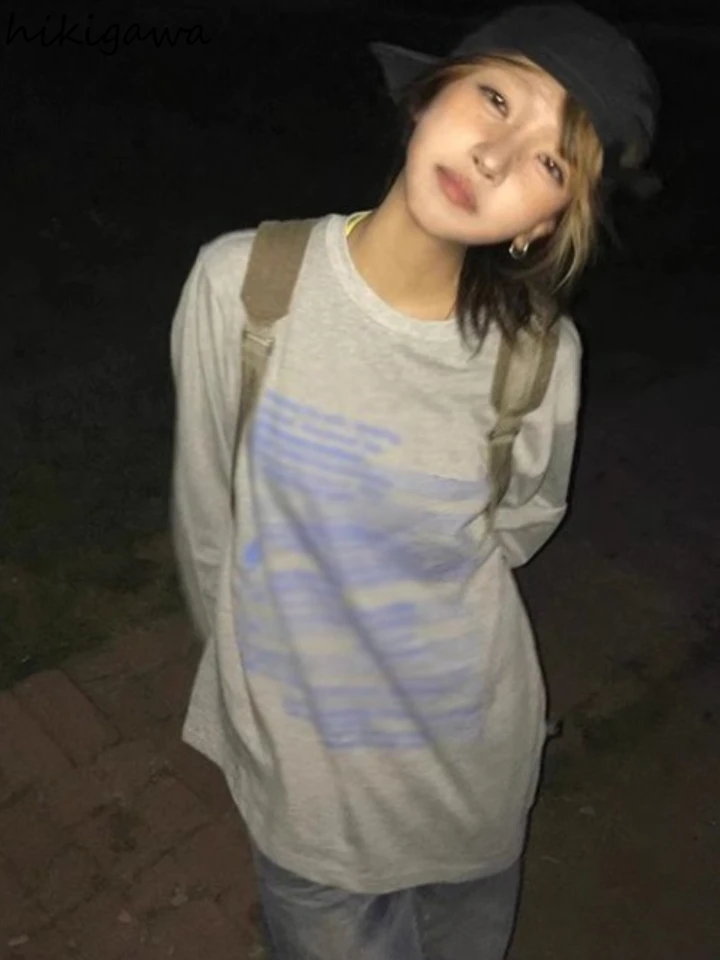 Streetwear bf tričká Dámske dámske tričká s dlhým rukávom Tlač