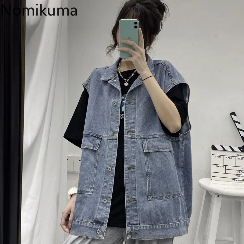 Streetwear BF vesta pre ženy Harajuku Fashion Outscoat Nadmernised Tops 2024 Ropa Mujer bez rukávov Príležitostné kórejské džínsové tanky Y2K Y2K