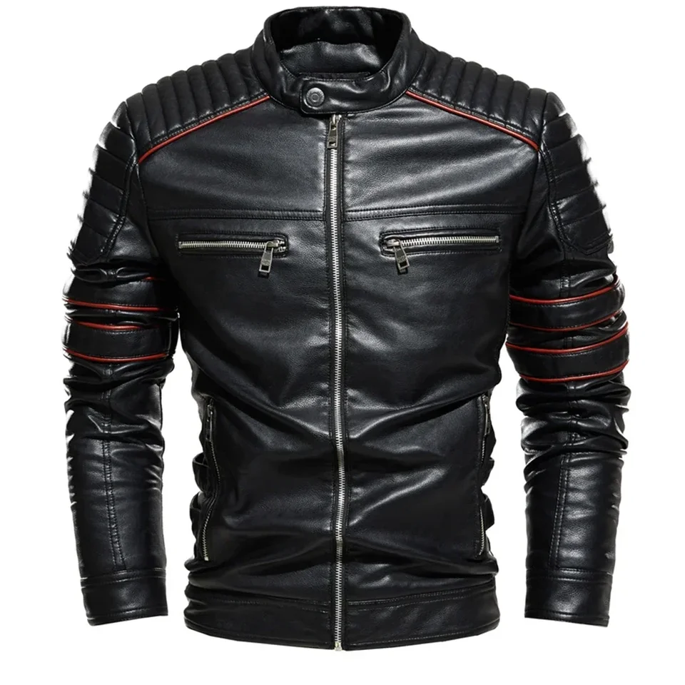 Streetwear cyklistické bunda Coat Fashion Men kožená bunda