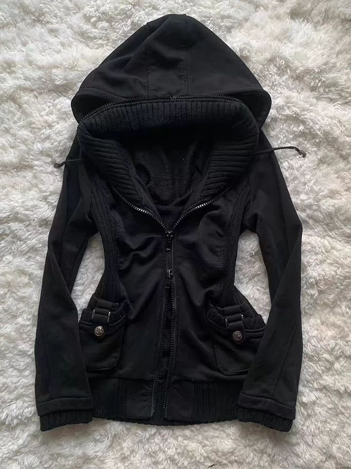 Streetwear Hoodies Dámske oblečenie punk zips Up mikiny nadmerne zimné zimné vinobranie 90. roky gotická mikina grafická kapucňa y2k bunda Y2K
