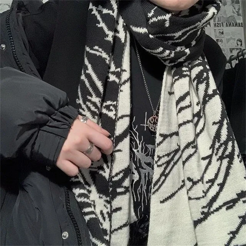 Streetwear móda harajuku kreatívne gotické grafické pletené šatky Men Ženy y2k vintage punkové šatky tlmivý unisex na krk