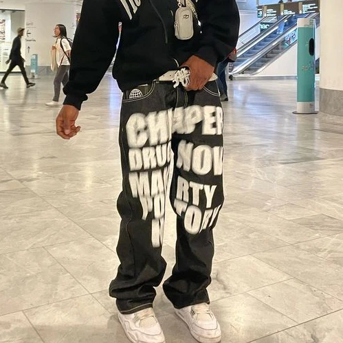 Streetwear pánske dámske džínsy gotické hip hop démon lebky vyšívané nohavice harajuku príležitostné módne módne džínsy šortky