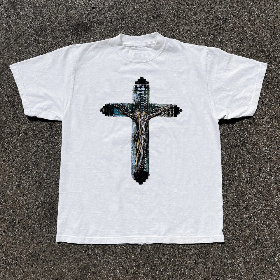Streetwear Vintage Y2K Gothic Cross Print T košele Dámsky krátky rukáv O-krk voľný harajuku módne top ženy