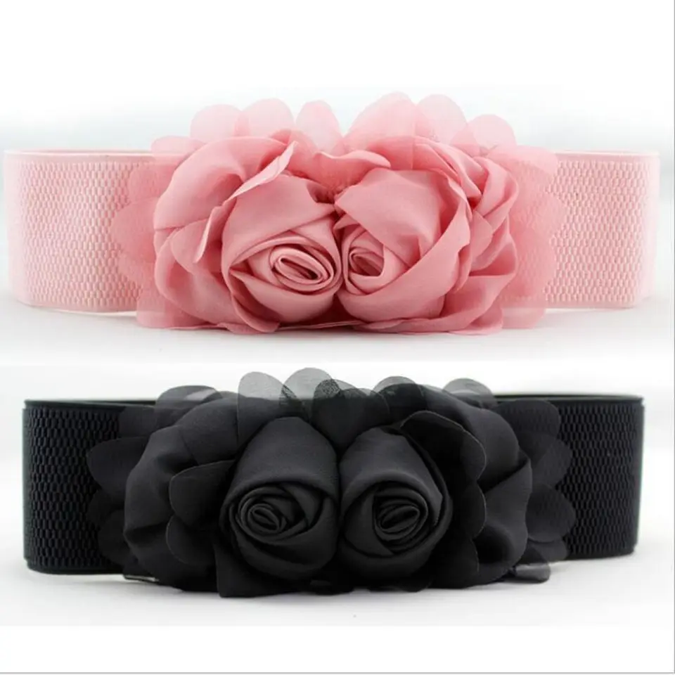 Stretch pás široký pás Ženy Ženy Rose Flower Elastic Elastic Stretch pásov Cincher Cincher Minimalistický pás