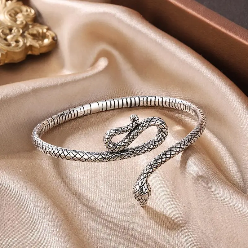 Strieborná farebná hadová tvare manžeta Bangle Beach Fashion Pulseiras Bijoux Lover Bracelet Hip Hop Bangles pre ženy B057