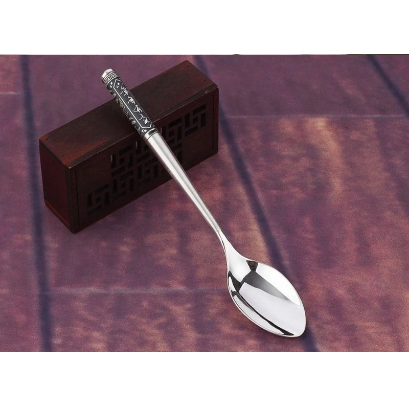 Strieborná lyžica Sterling Silver 999 Strieborná lyžica Sterling Strieborný riad s kávou Spoon Spoon Spoon Sterling Silver