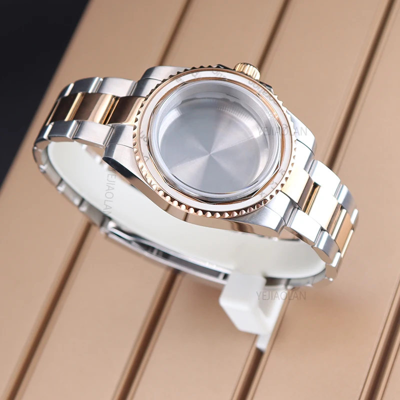 Strieborné ružové zlato 40 mm Ms. Pase Sapphire diely pre sub Seiko NH35 NH36/38/34 4R36 8215 8205 2824 Pohyb 28,5 mm vytáčanie číselníka