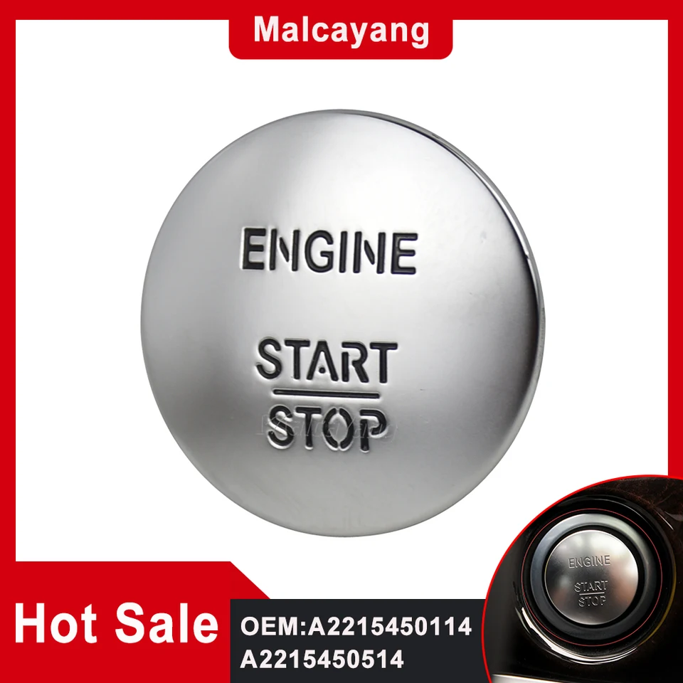 Strieborné stlačenie tlačidla na spínač spínača na spínač motora Keyless GO Motor A2215450514 A2215450714 pre Mercedes-Benz B250 C300 C350 CL550