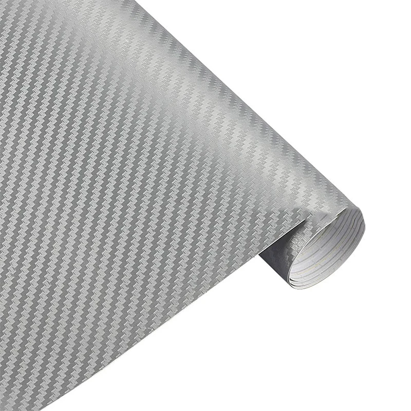 Striebro 10 cm x150 cm 3D uhlíkové vlákno obal vinyl vinyl krycia filmová nálepka Nálepkový list s hárkom s bublinou uvoľnenie 4 