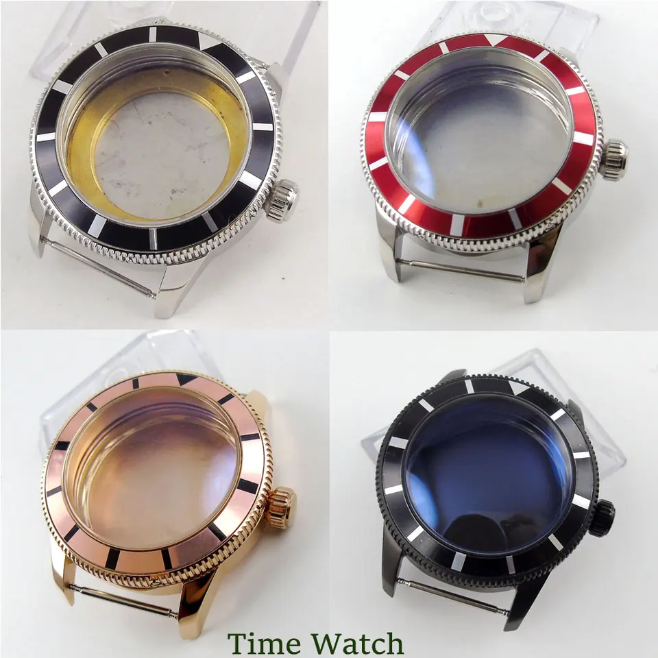 Striebro/PVD Case Case 46mm Fit ETA 2836 Miyota 8215 821A 8205 DG Mingzhu2813 3804 ST1612