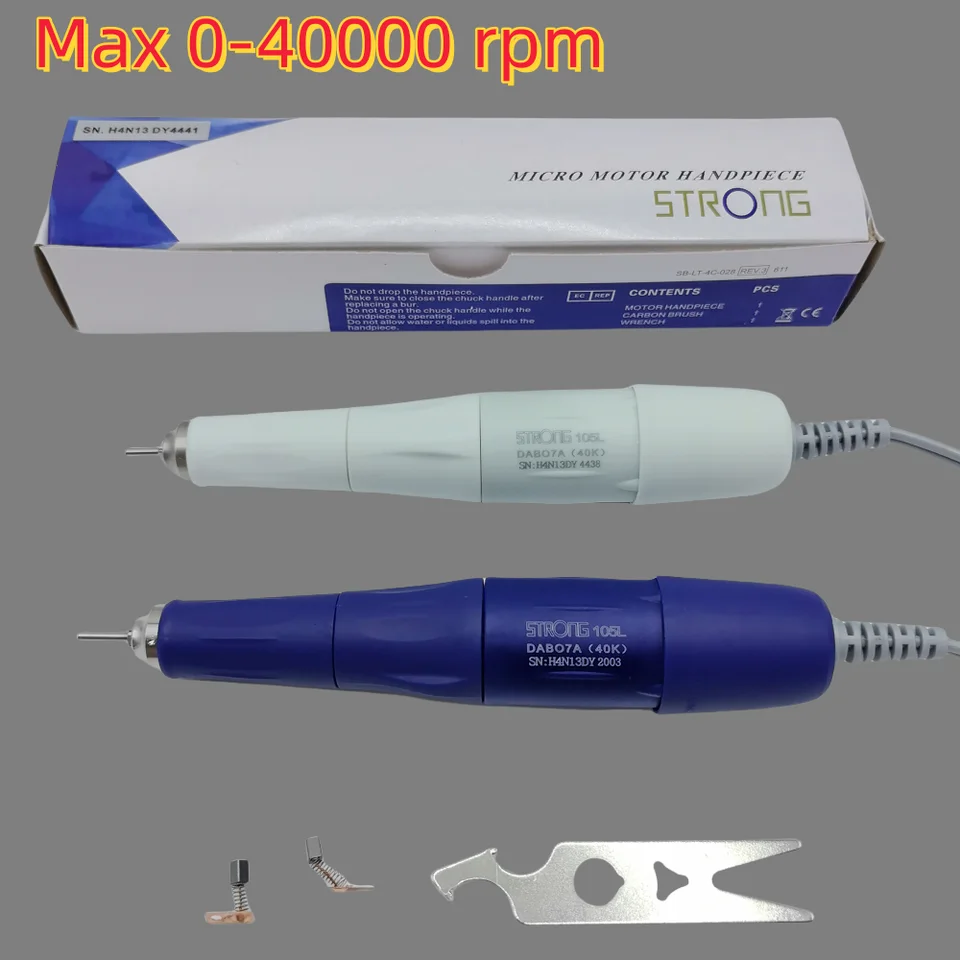 Strong 210 105L Elektrický mikromotorový lak na nechty lak na nechty na nechty manikúry vybavenie rukoväť 40000 ot./min.