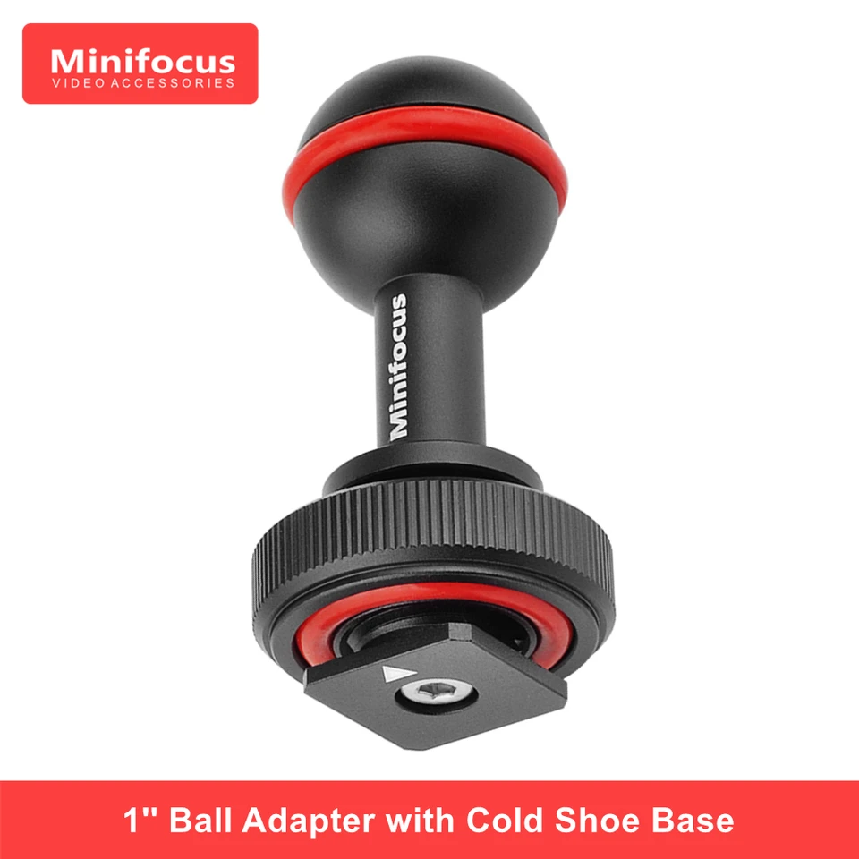 Studená topánka 1 '' Ball Mount Arm Baser Adapter na potápanie kamery kryty Nepooderná puzdro Svetlo topánky Svetlo pod vodou