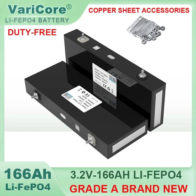 Stupeň A Nový 3,2 V 166AH LIFEPO4 Nabíjateľná batéria DIY 4S 12V 24 V Golfový vozík Motocyklové elektrické auto Cestovné solárne batérie