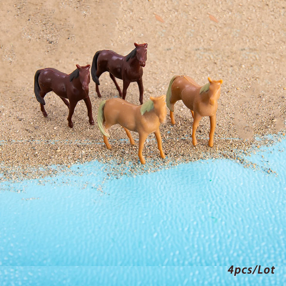 Stupnica 1:64 Miniatúrny kôň Abs Animals Model na výrobu farmárskeho pieskového stola scéna usporiadanie Diorama súpravy 4ks/veľa