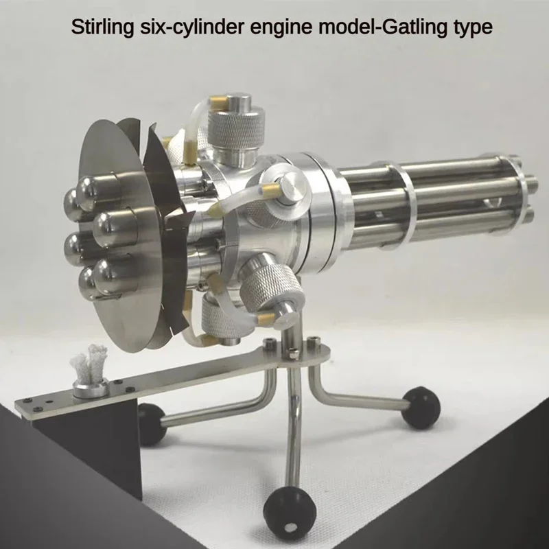 Sturing šesťvalcový model rotačného motora Gatling Gun Metal Technology Creative Scientific Experiment Model